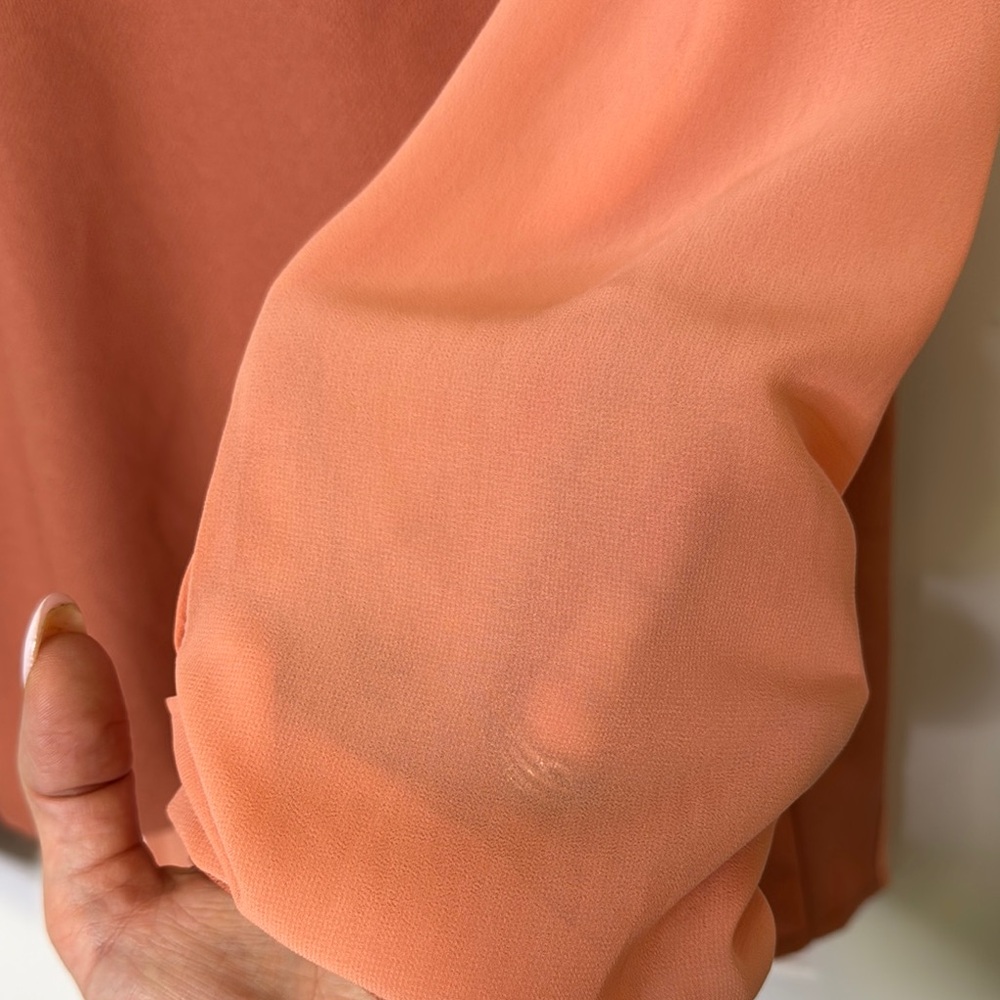 Altar'd State Orange Blouse with Peter Pan Collar and Embellishments PTP 18”-19” - Picture 6 of 10